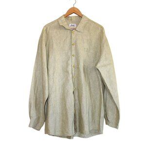 FLAX 100% Linen Women's Shirt Light Green Size Large Oversize Tunic Lagenlook